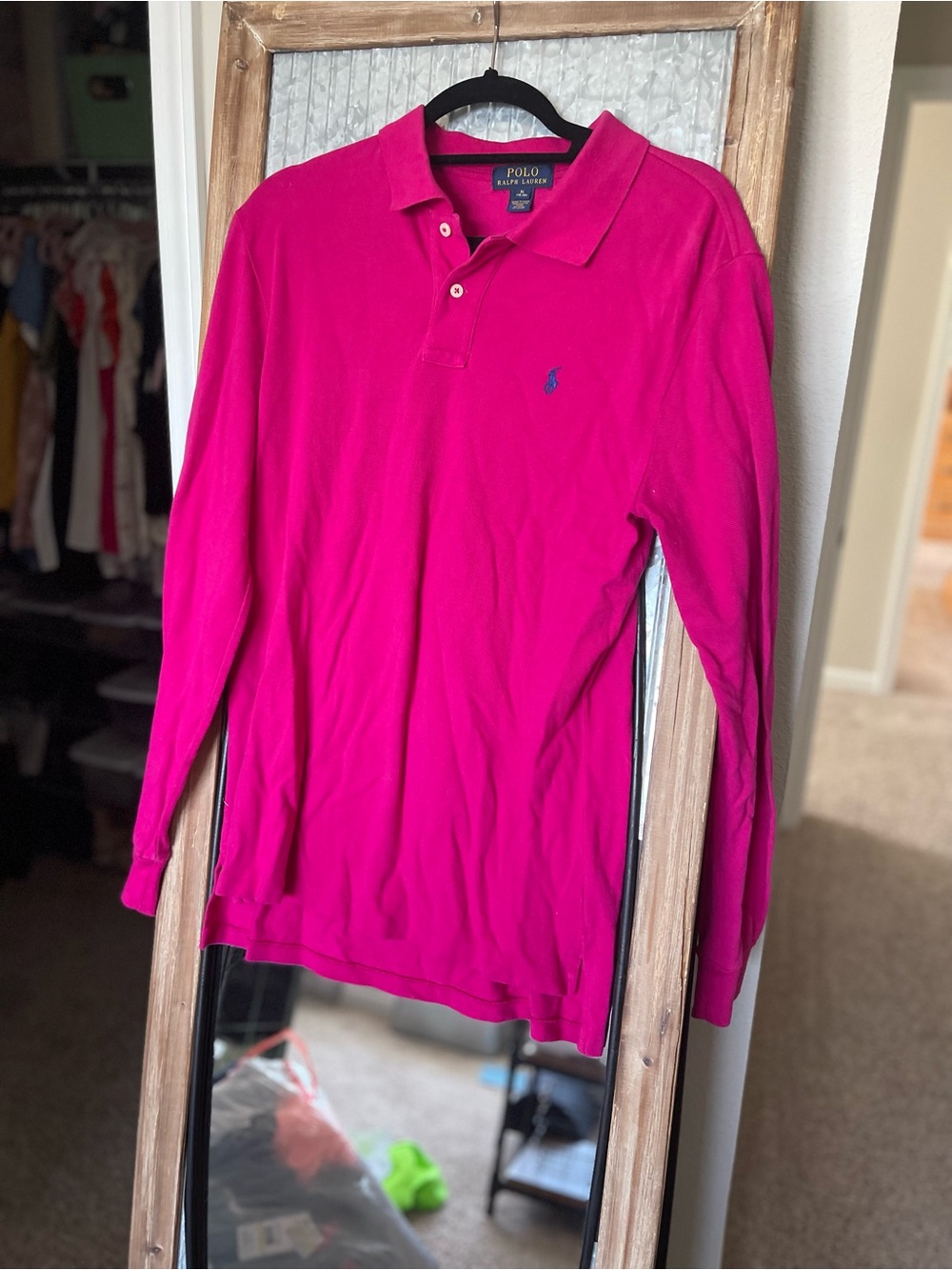 Polo by Ralph Lauren Hot Pink Polo Shirt with Navy Label
